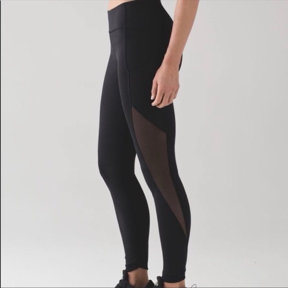 Lululemon Leggings with Polkadot Mesh Paneling